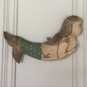 HAND CARVED WOODEN MERMAID